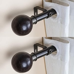 the decor mart 2 pack 2834-4834 adjustable curtain rod for door amp windows with brackets set curtains hanging extendable iron metal pipe holder with coco shell finial black 07534 diameter