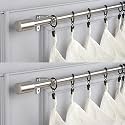 The Decor Mart 2 Pack 48"-88" Adjustable Curtain Rod for Door &amp; Windows with Brackets Set Curtains Hanging Extendable Stainless Steel Pipe Holder with SS Cylinder Finial (Silver, 0.75" Diameter) |