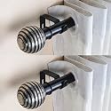 The Decor Mart 2 Pack 28"-48" Adjustable Curtain Rod for Door &amp; Windows with Brackets Set Curtains Hanging Extendable Iron Metal Pipe Holder with Spiral Metal Finial