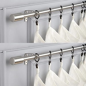 the decor mart 2 pack 8434-14434 adjustable curtain rod for door amp windows with brackets set curtains hanging extendable stainless steel pipe holder with ss cylinder finial silver 07534 diameter 
