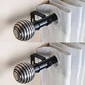 The Decor Mart 2 Pack 28"-48" Adjustable Curtain Rod for Door &amp; Windows with Brackets Set Curtains Hanging Extendable Iron Metal Pipe Holder with Spiral Metal Finial
