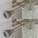 The Decor Mart 2 Pack 84"-144" Adjustable Double Curtain Rod For Door &amp; Windows With Brackets Set Curtains Hanging Extendable Iron Metal Wooden Finial Extendable Curtain Rod Beige(0.75") |