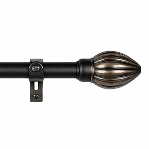 the decor mart 2834-4834 adjustable curtain rod for door amp windows with brackets set curtains hanging extendable iron metal pipe holder with rustic metal finial black 07534 diameter