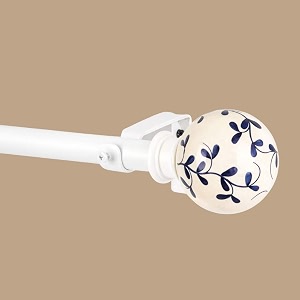 the decor mart 2834-4834 adjustable curtain rod for door amp windows with brackets set curtains hanging extendable iron metal pipe holder with mughal ceramic finial white 07534 diameter