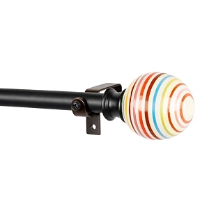 the decor mart 2834-4834 adjustable curtain rod for door amp windows with brackets set curtains hanging extendable iron metal pipe holder with colour pop ceramic finial white 07834 diameter