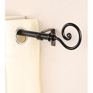 the decor mart 2834-4834 adjustable curtain rod for door amp windows with brackets set curtains hanging extendable iron metal pipe holder with spiral metal finial black 07834 diameter