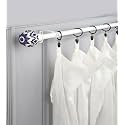 The Decor Mart 28"-48" Adjustable Curtain Rod for Door &amp; Windows with Brackets Set Curtains Hanging Extendable Iron Metal Pipe Holder with Handpainted Bloom Ceramic Finial (White, 0.75" Diameter)