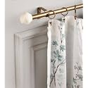 The Decor Mart 28"-48" Adjustable Curtain Rod for Door &amp; Windows with Brackets Set Curtains Hanging Extendable Iron Metal Pipe Holder with Marble Hex Finial