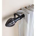 The Decor Mart 28"-48" Adjustable Curtain Rod for Door &amp; Windows with Brackets Set Curtains Hanging Extendable Iron Metal Pipe Holder with Rustic Metal Finial (Black, 0.75" Diameter)