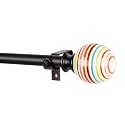 The Decor Mart 28"-48" Adjustable Curtain Rod for Door &amp; Windows with Brackets Set Curtains Hanging Extendable Iron Metal Pipe Holder with Colour Pop Ceramic Finial (White, 0.78" Diameter)