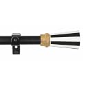 The Decor Mart 28"-48" Adjustable Curtain Rod for Door & Windows with Brackets Set Curtains Hanging Extendable Iron Metal Pipe Holder with BW Striped Wood Finial (Black, 0.75" Diameter)