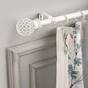 The Decor Mart 28"-48" Adjustable Curtain Rod for Door &amp; Windows with Brackets Set Curtains Hanging Extendable Iron Metal Pipe Holder with Ventilia Metal Finial