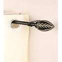 The Decor Mart 28"-48" Adjustable Curtain Rod for Door &amp; Windows with Brackets Set Curtains Hanging Extendable Iron Metal Pipe Holder with Manifesto Wooden Finial (Black, 0.75" Diameter)