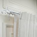 The Decor Mart 28"-48" Adjustable Double Curtain Rod for Door &amp; Windows with Brackets Set Curtains Hanging Extendable Iron Metal Pipe Holder with Regal Metal Finial
