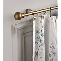 Decor Mart 28"-48" Adjustable Curtain Rod for Door &amp; Windows with Brackets Set Curtains Hanging Extendable Iron Metal Pipe Holder with Gold Ball Finial