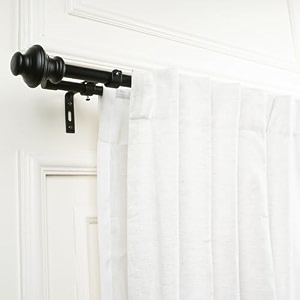 the decor mart 2834-4834 adjustable double curtain rod for door amp windows with brackets set curtains hanging extendable iron metal pipe holder  typho black metal finial