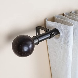 the decor mart 8434-14434 adjustable curtain rod for door amp windows with brackets set curtains hanging extendable iron metal pipe holder with coco shell finial black 134 diameter