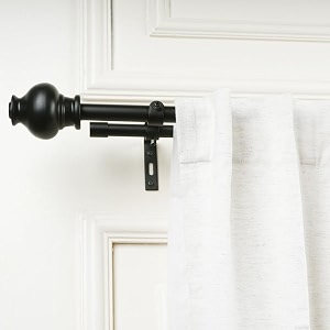 the decor mart 2834-4834 adjustable double curtain rod for door amp windows with brackets set curtains hanging extendable iron metal pipe holder with black typho finial