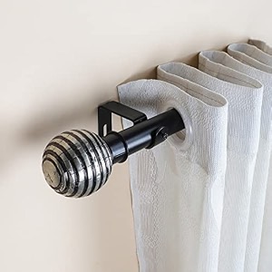 the decor mart 8434-14434 adjustable curtain rod for door amp windows with brackets set curtains hanging extendable iron metal pipe holder with engraved metal finial black 07534 diameter