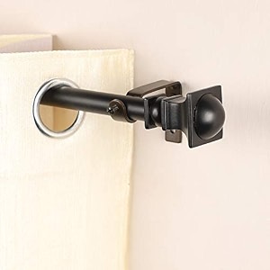 the decor mart 4834-8834 adjustable curtain rod for door amp windows with brackets set curtains hanging extendable iron metal pipe holder with metal half round finial black 07534 diameter