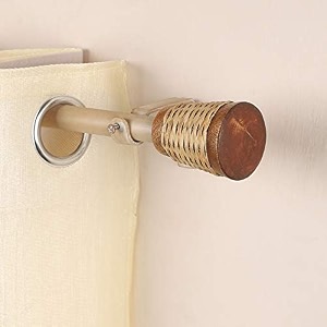 decor mart 4834-8834 adjustable curtain rod for door amp windows with brackets set curtains hanging extendable iron metal pipe holder with entangled wood finial black 07534 diameter