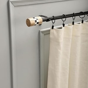 the decor mart 4834-8834 adjustable curtain rod for door amp windows with brackets set curtains hanging extendable iron metal pipe holder with chess wood finial black 07534 diameter