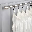 The Decor Mart 48"-88" Adjustable Curtain Rod for Door &amp; Windows with Brackets Set Curtains Hanging Extendable Stainless Steel Pipe Holder with SS Cylinder Finial (Silver, 0.75" Diameter)