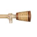 The Decor Mart 84"-144" Adjustable Curtain Rod for Door &amp; Windows with Brackets Set Curtains Hanging Extendable Iron Metal Pipe Holder with Wicker Wooden Wrap Finial RCN-410-M-PO1