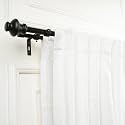 The Decor Mart 28"-48" Adjustable Double Curtain Rod for Door &amp; Windows with Brackets Set Curtains Hanging Extendable Iron Metal Pipe Holder | Typho Black Metal Finial