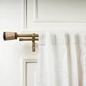 The Decor Mart 28"-48" Adjustable Double Curtain Rod for Door &amp; Windows with Brackets Set Curtains Hanging Extendable Iron Metal Pipe Holder with Wicker Wooden Finial