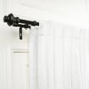 The Decor Mart 28"-48" Adjustable Double Curtain Rod for Door & Windows with Brackets Set Curtains Hanging Extendable Iron Metal Pipe Holder | Typho Black Metal Finial