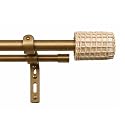 The Decor Mart 48"-88" Adjustable Double Curtain Rod For Door &amp; Windows With Brackets Set Curtains Hanging Extendable Iron Metal Cane Wrap Finial Curtain Rod Beige (Hardware Included)