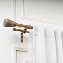 The Decor Mart 48"-88" Adjustable Double Curtain Rod For Door &amp; Windows With Brackets Set Curtains Hanging Extendable Iron Metal Wooden Finial Extendable Curtain Rod Beige (Hardware Included)