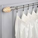 The Decor Mart 48"-88" Adjustable Curtain Rod for Door &amp; Windows with Brackets Set Curtains Hanging Extendable Stailness Steel Pipe Holder with Honey Comb MOP Finial (Silver, 0.75" Diameter)
