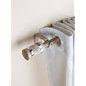 The Decor Mart 48"-88" Adjustable Curtain Rod for Door &amp; Windows with Brackets Set Curtains Hanging Extendable Iron Metal Pipe Holder with MOP &amp; Wood Blend Finial (Beige, 0.75" Diameter)