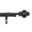 The Decor Mart 28"-48" Adjustable Double Curtain Rod For Door &amp; Windows With Brackets Set Curtains Hanging Extendable Iron Metal Pipe Holder With Black Typho Finial