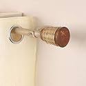 Decor Mart 48"-88" Adjustable Curtain Rod for Door &amp; Windows with Brackets Set Curtains Hanging Extendable Iron Metal Pipe Holder with Entangled Wood Finial (Black, 0.75" Diameter)