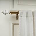 The Decor Mart 48"-88" Adjustable Double Curtain Rod For Door &amp; Windows With Brackets Set Curtains Hanging Extendable Iron Metal Vintage Wooden Finial Curtain Rod Beige (Hardware Included)