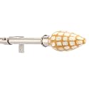 The Decor Mart 28"-48" Adjustable Curtain Rod for Door &amp; Windows with Brackets Set Curtains Hanging Extendable Stailness Steel Pipe Holder with Honey Comb MOP Finial (Silver, 0.75" Diameter)