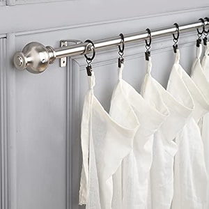 the decor mart 8434-14434 adjustable curtain rod for door amp windows with brackets set curtains hanging extendable stailness steel pipe holder with ss typho finial finial silver 07534 diameter