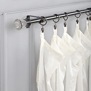 the decor mart 4834-8834 adjustable curtain rod for door amp windows with brackets set curtains hanging extendable iron metal pipe holder with glass bloom finial black 07534 diameter