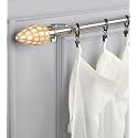 The Decor Mart 28"-48" Adjustable Curtain Rod for Door &amp; Windows with Brackets Set Curtains Hanging Extendable Stailness Steel Pipe Holder with Honey Comb MOP Finial (Silver, 0.75" Diameter)