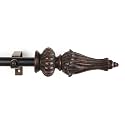 The Decor Mart 28"-48" Adjustable Curtain Rod for Door &amp; Windows with Brackets Set Curtains Hanging Extendable Iron Metal Pipe Holder with Regalia Wooden Finial (Black, 0.75" Diameter)