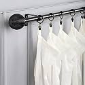 Decor Mart 28"-48" Adjustable Curtain Rod for Door &amp; Windows with Brackets Set Curtains Hanging Extendable Iron Metal Pipe Holder with Gold Ball Finial