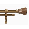 Decor Mart 84"-144" Adjustable Double Curtain Rod For Door &amp; Windows With Brackets Set Curtains Hanging Extendable Iron Metal Wooden Finial Extendable Curtain Rod Beige (Hardware Included)