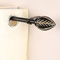 The Decor Mart 84"-144" Adjustable Curtain Rod for Door &amp; Windows with Brackets Set Curtains Hanging Extendable Iron Metal Pipe Holder with Manifesto Wooden Finial (Black, 0.75" Diameter)