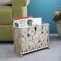 The Decor Mart Handcrafted Macrame Knotted On Metal Wire Frame File Organizer - Elegant Table Decor for Home, Enhancing Organization and Aesthetics