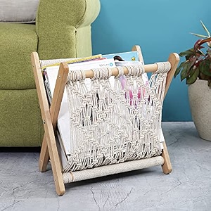 the decor mart handcrafted macrame with wood organizer - table decor and home decoration elevating spaces with boho chic style and functionality
