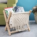 The Decor Mart Handcrafted Macrame with Wood Organizer - Table Decor and Home Decoration, Elevating Spaces with Boho Chic Style and Functionality