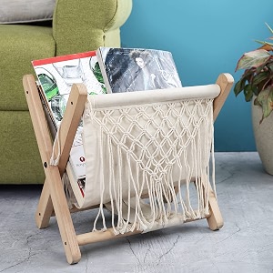 the decor mart handcrafted macrame with wood organizer - table decor and home decoration elevating spaces with boho chic style and functionality